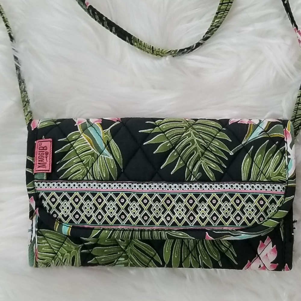 MaggieB Tropical Floral Trifold Belt/Crossbody Bag - Picture 2 of 9